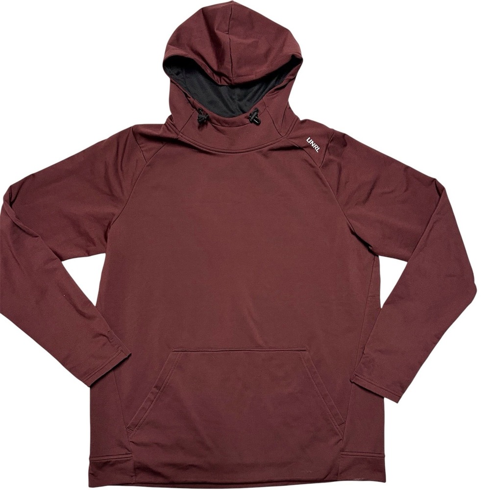 UNRL Crossover Hoodie II Performance Tech Mens Large Burgundy Pullover Stretch